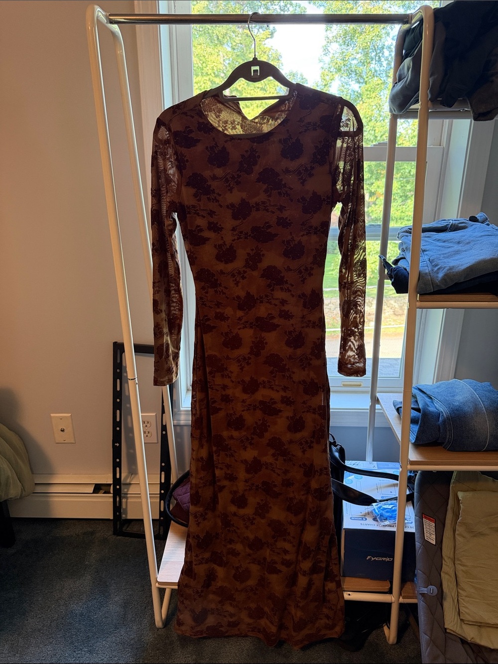 12th Tribe Brown Floral Long Sleeve Maxi Dress